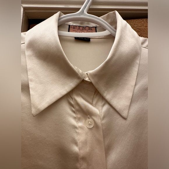 Thomas Pink Jermyn Street US 6 Beige Silk Ruched Blouse - Picture 2 of 10